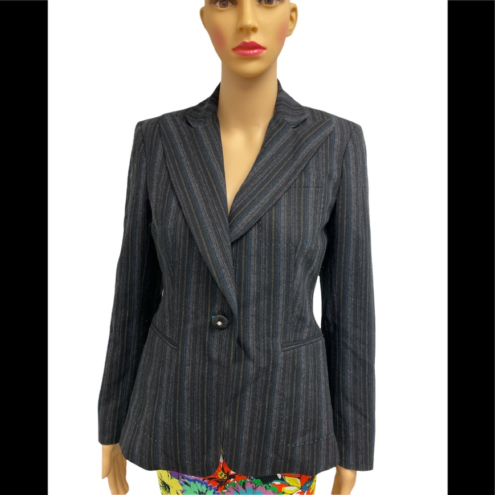 Eclectic Button Striped Blazer